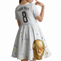Personalized Argentina Football Kid Short Sleeve Dress Soccer Trophy Celebration Flag Graphic