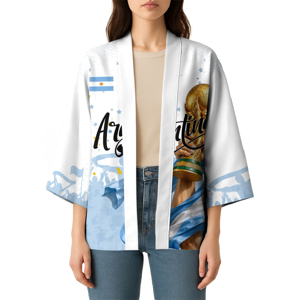 Personalized Argentina Football Kimono Soccer Trophy Celebration Flag Graphic