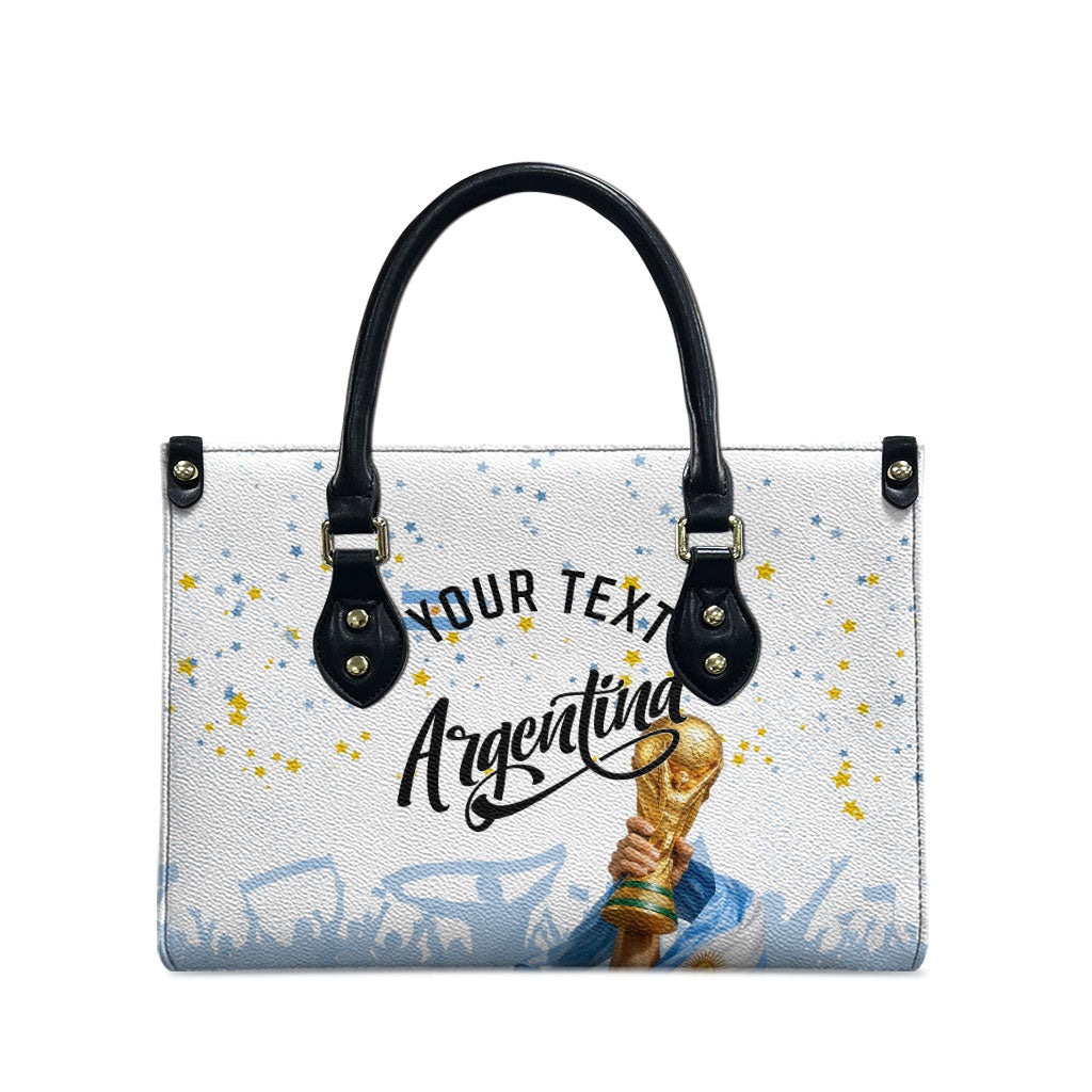 Personalized Argentina Football Leather Bag Soccer Trophy Celebration Flag Graphic