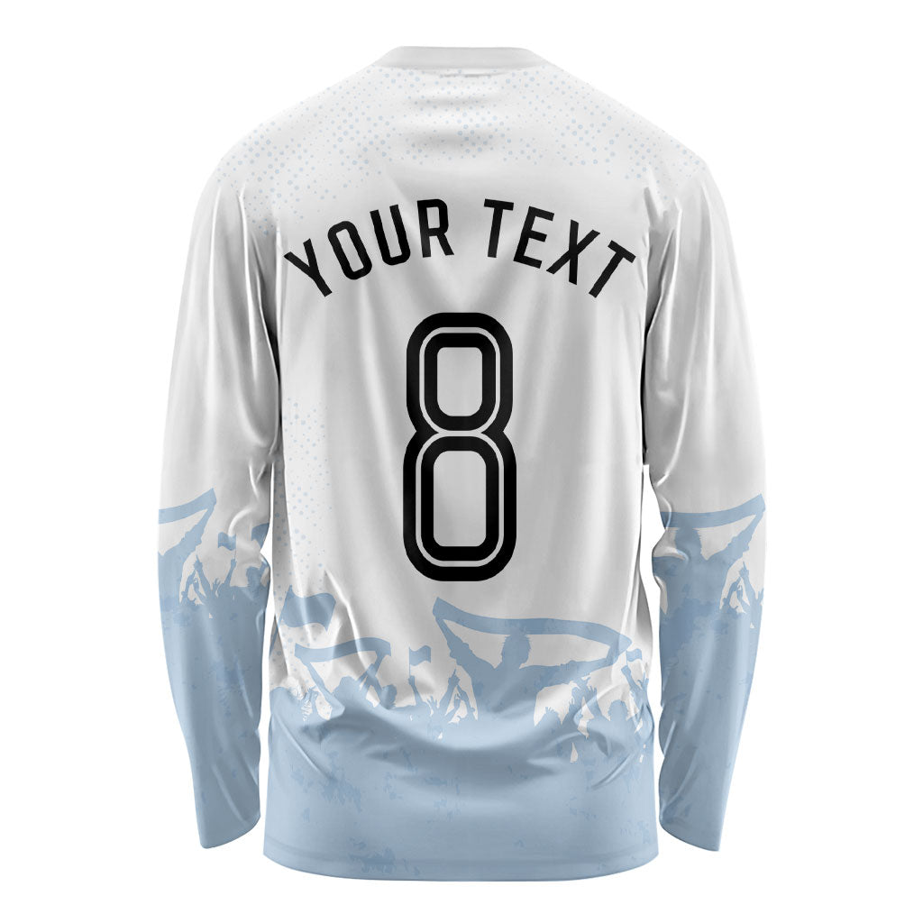 Personalized Argentina Football Long Sleeve Shirt Soccer Trophy Celebration Flag Graphic
