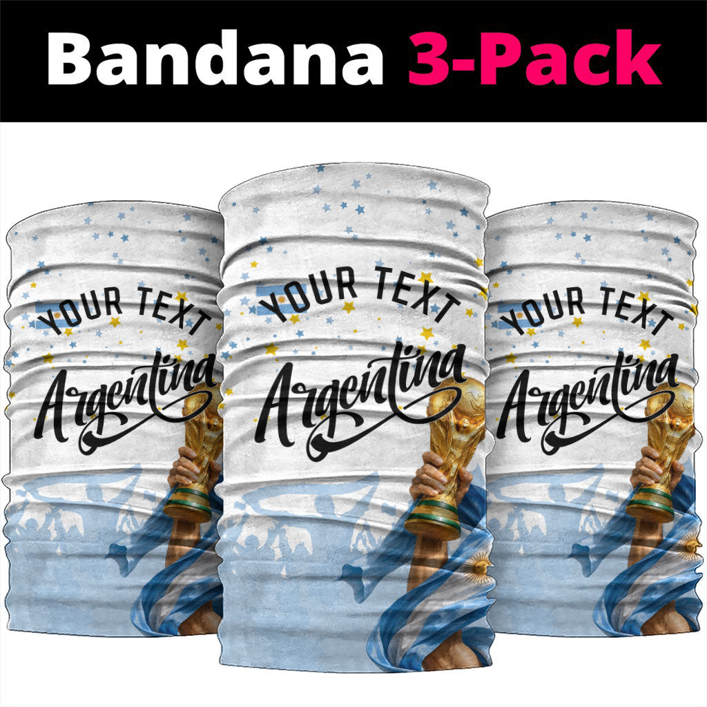 Personalized Argentina Football Neck Gaiter Soccer Trophy Celebration Flag Graphic