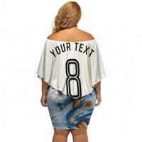 Personalized Argentina Football Off Shoulder Short Dress Soccer Trophy Celebration Flag Graphic