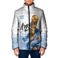 Personalized Argentina Football Padded Jacket Soccer Trophy Celebration Flag Graphic