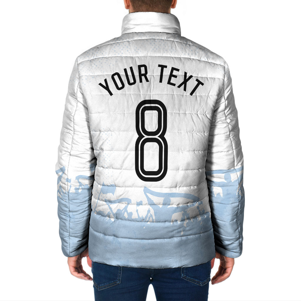 Personalized Argentina Football Padded Jacket Soccer Trophy Celebration Flag Graphic