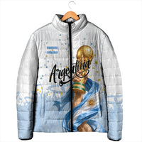 Personalized Argentina Football Padded Jacket Soccer Trophy Celebration Flag Graphic