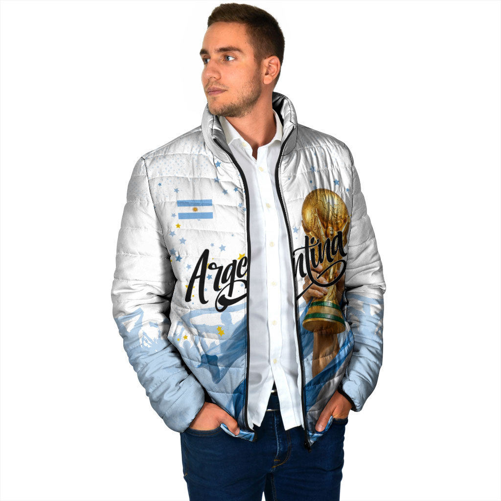 Personalized Argentina Football Padded Jacket Soccer Trophy Celebration Flag Graphic