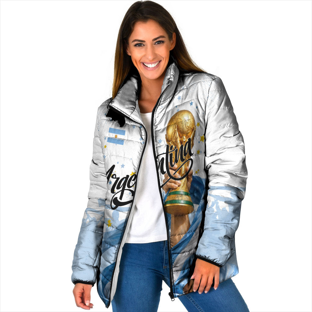 Personalized Argentina Football Padded Jacket Soccer Trophy Celebration Flag Graphic