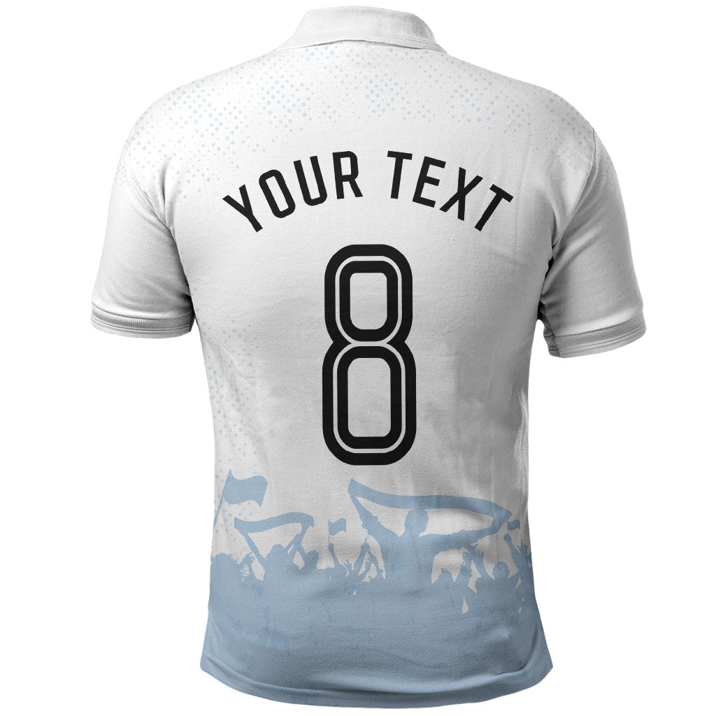 Personalized Argentina Football Polo Shirt Soccer Trophy Celebration Flag Graphic