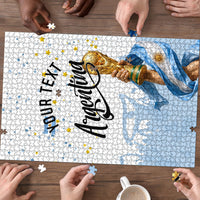 Personalized Argentina Football Puzzle Soccer Trophy Celebration Flag Graphic