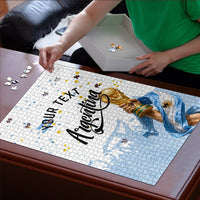 Personalized Argentina Football Puzzle Soccer Trophy Celebration Flag Graphic