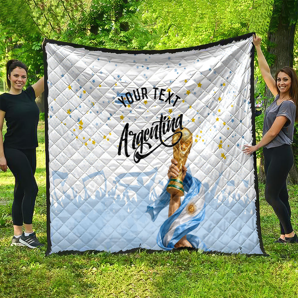Personalized Argentina Football Quilt Soccer Trophy Celebration Flag Graphic
