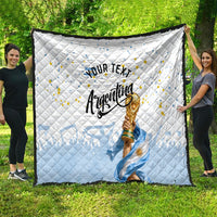 Personalized Argentina Football Quilt Soccer Trophy Celebration Flag Graphic