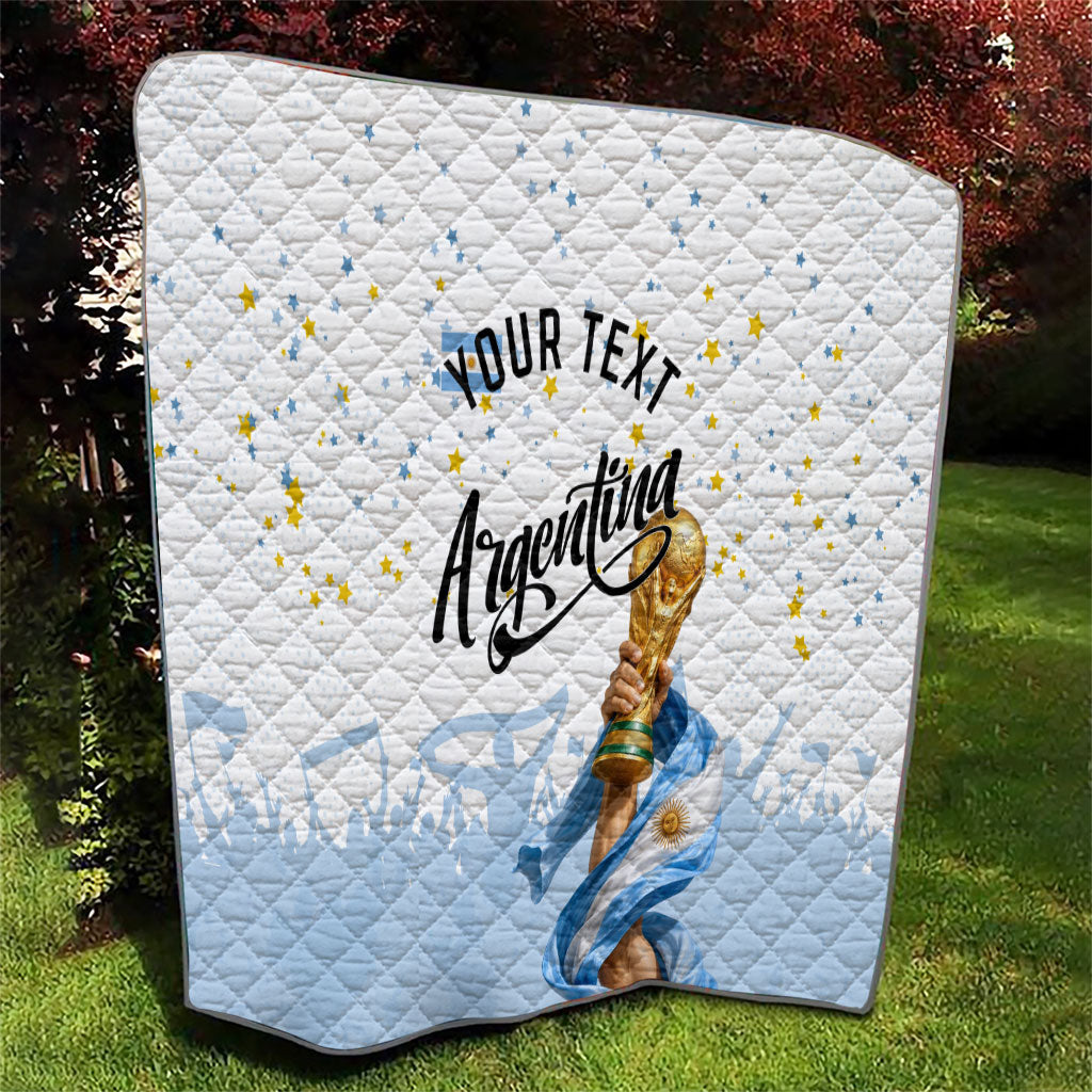 Personalized Argentina Football Quilt Soccer Trophy Celebration Flag Graphic