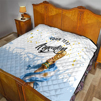 Personalized Argentina Football Quilt Soccer Trophy Celebration Flag Graphic