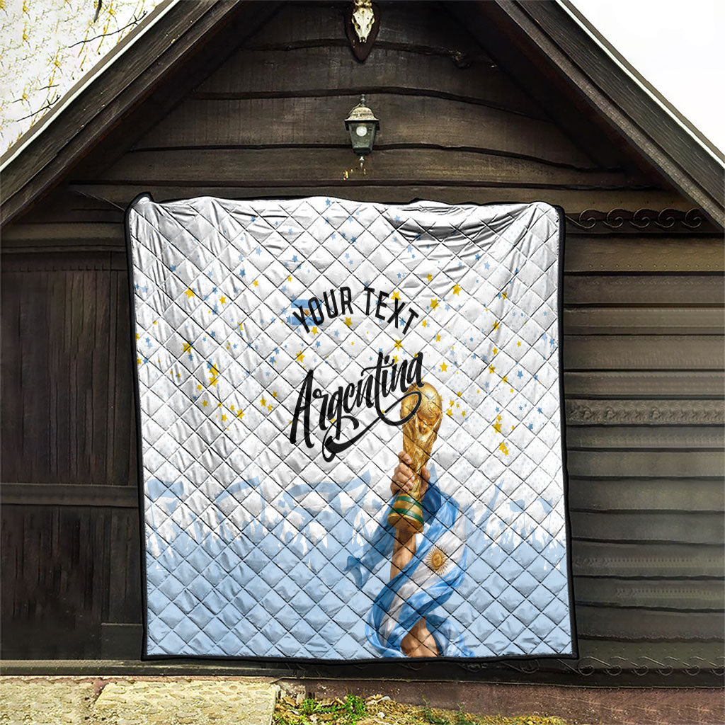 Personalized Argentina Football Quilt Soccer Trophy Celebration Flag Graphic
