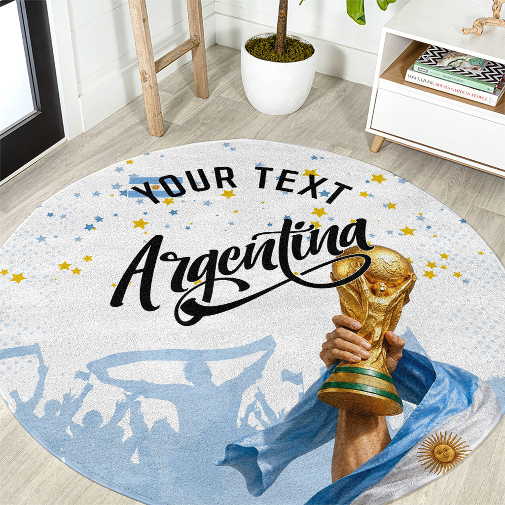 Personalized Argentina Football Round Carpet Soccer Trophy Celebration Flag Graphic