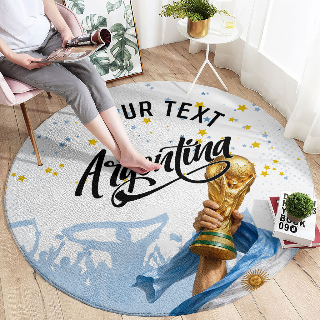 Personalized Argentina Football Round Carpet Soccer Trophy Celebration Flag Graphic
