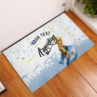 Personalized Argentina Football Rubber Doormat Soccer Trophy Celebration Flag Graphic
