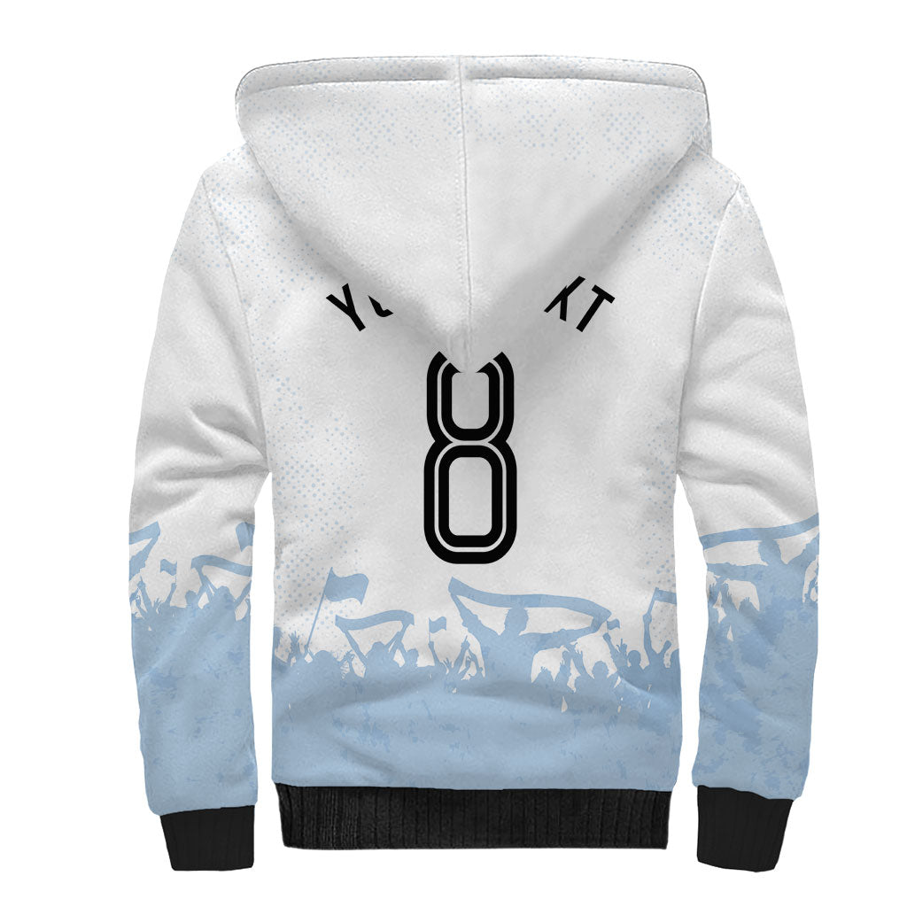 Personalized Argentina Football Sherpa Hoodie Soccer Trophy Celebration Flag Graphic