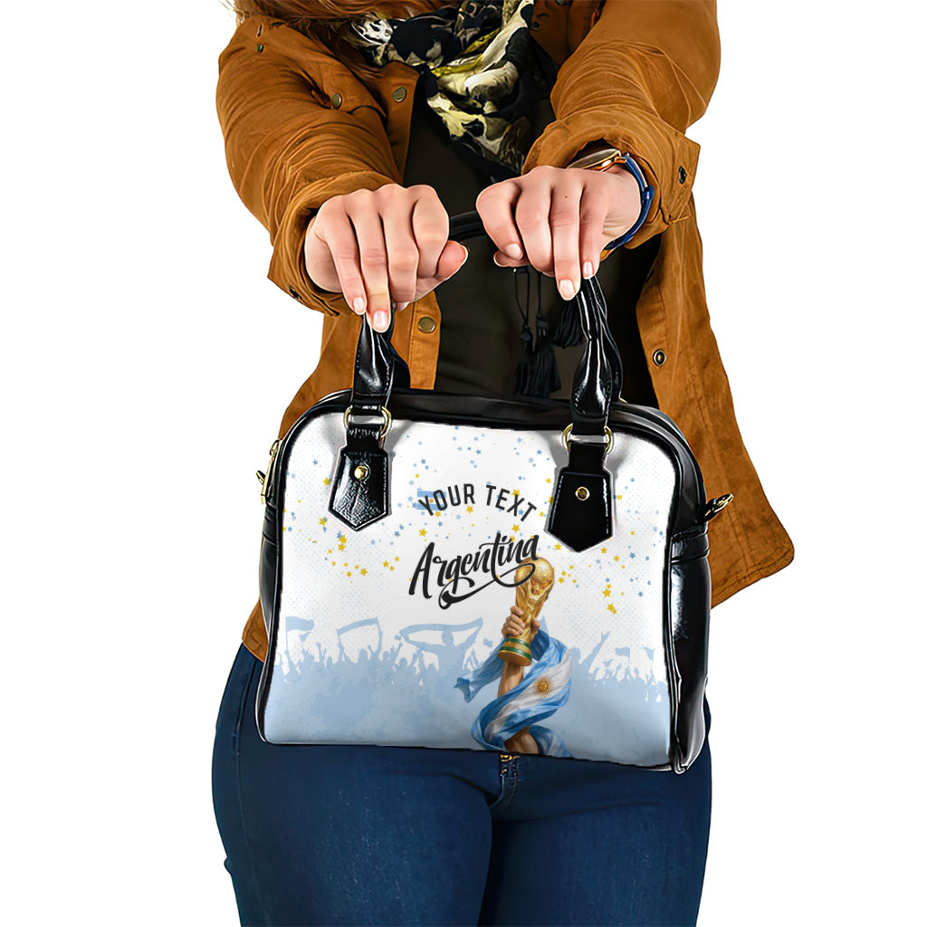 Personalized Argentina Football Shoulder Handbag Soccer Trophy Celebration Flag Graphic
