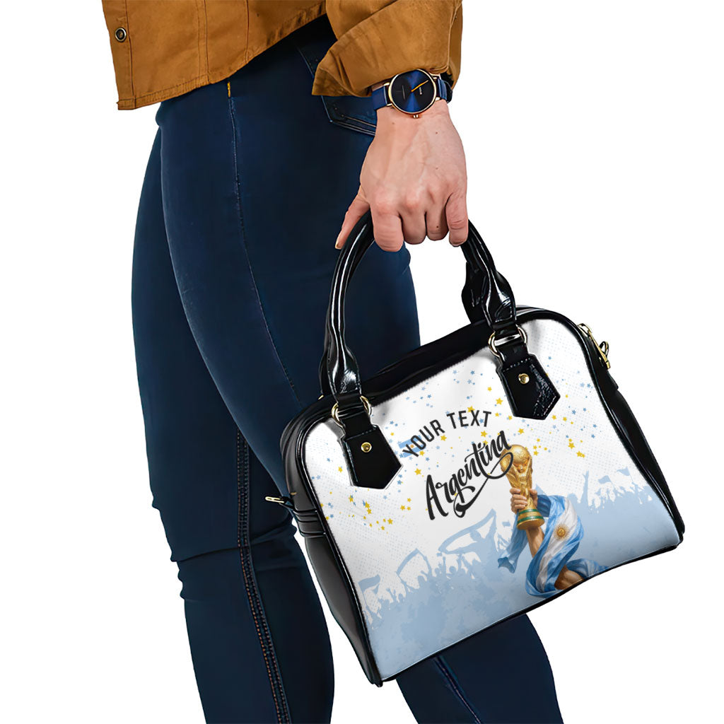 Personalized Argentina Football Shoulder Handbag Soccer Trophy Celebration Flag Graphic