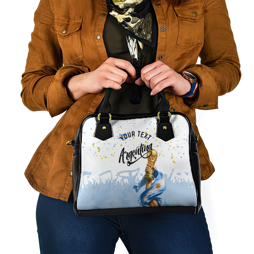 Personalized Argentina Football Shoulder Handbag Soccer Trophy Celebration Flag Graphic