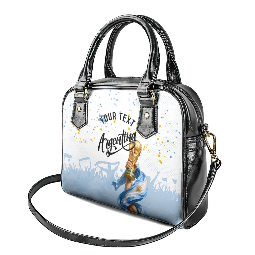 Personalized Argentina Football Shoulder Handbag Soccer Trophy Celebration Flag Graphic