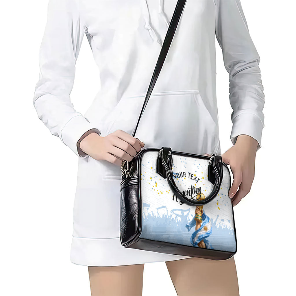 Personalized Argentina Football Shoulder Handbag Soccer Trophy Celebration Flag Graphic