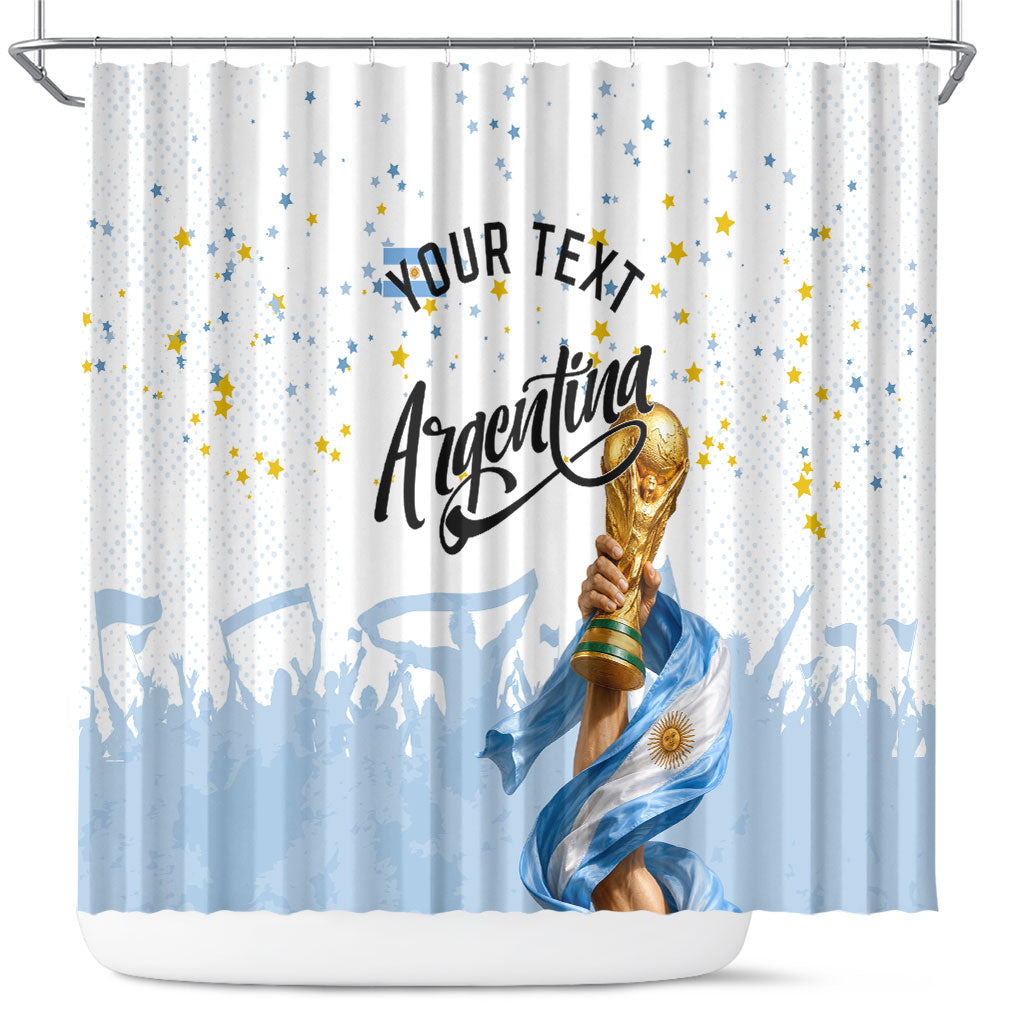 Personalized Argentina Football Shower Curtain Soccer Trophy Celebration Flag Graphic