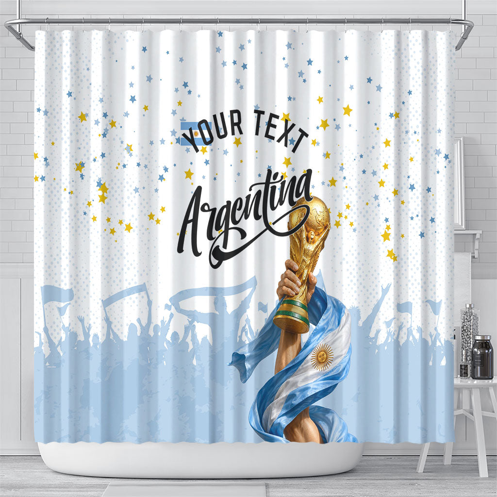 Personalized Argentina Football Shower Curtain Soccer Trophy Celebration Flag Graphic