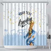 Personalized Argentina Football Shower Curtain Soccer Trophy Celebration Flag Graphic