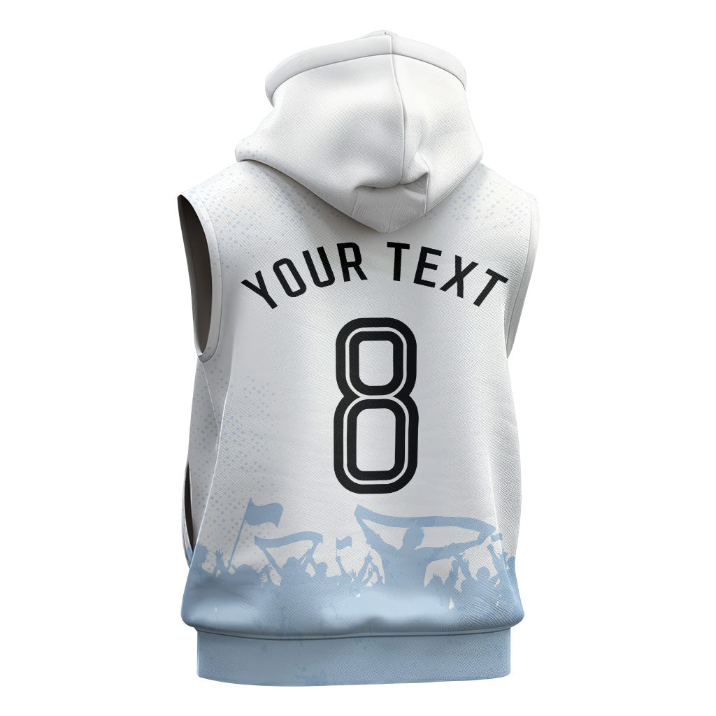 Personalized Argentina Football Sleeveless Hoodie Soccer Trophy Celebration Flag Graphic