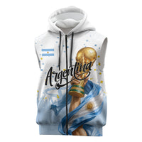 Personalized Argentina Football Sleeveless Zip Hoodie Soccer Trophy Celebration Flag Graphic