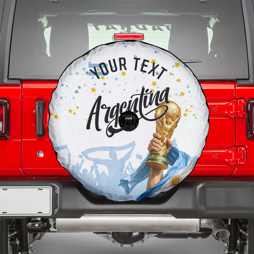 Personalized Argentina Football Spare Tire Cover Soccer Trophy Celebration Flag Graphic