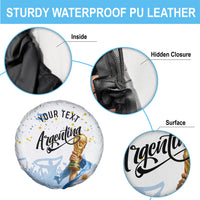 Personalized Argentina Football Spare Tire Cover Soccer Trophy Celebration Flag Graphic