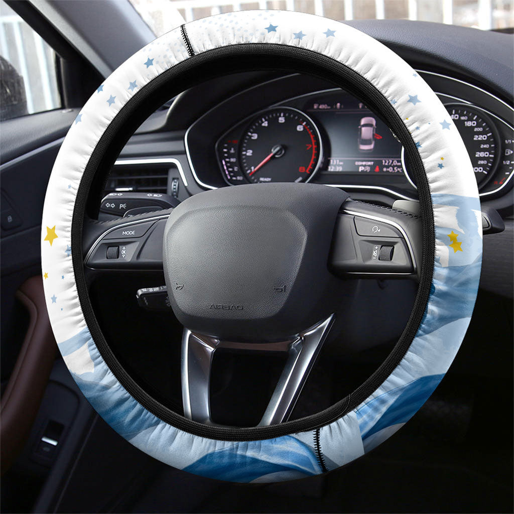 Argentina Football Steering Wheel Cover Soccer Trophy Celebration Flag Graphic