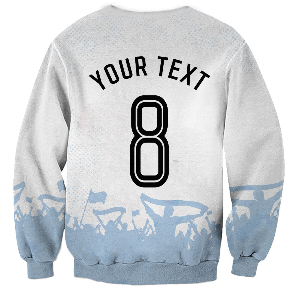 Personalized Argentina Football Sweatshirt Soccer Trophy Celebration Flag Graphic