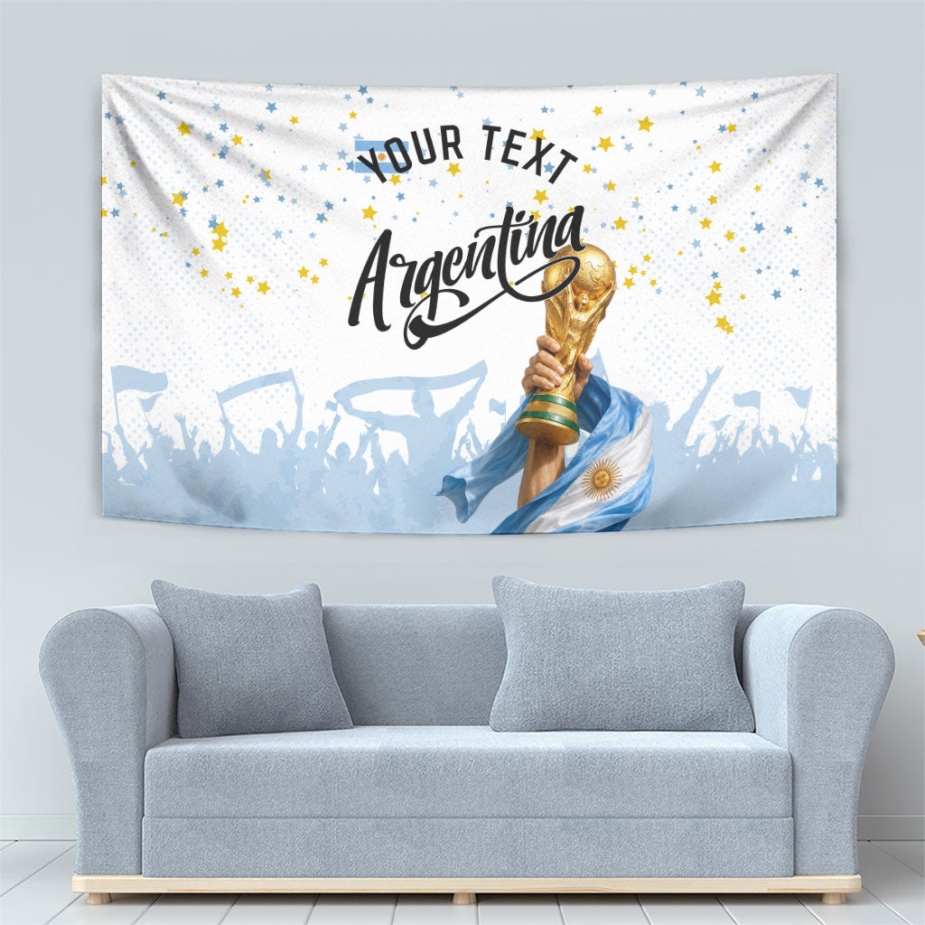 Personalized Argentina Football Tapestry Soccer Trophy Celebration Flag Graphic