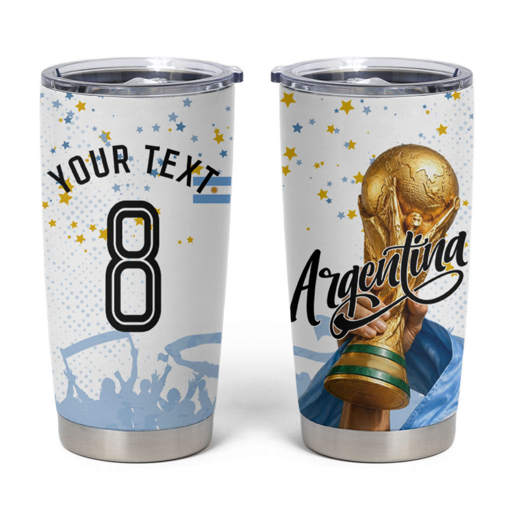 Personalized Argentina Football Tumbler Cup Soccer Trophy Celebration Flag Graphic