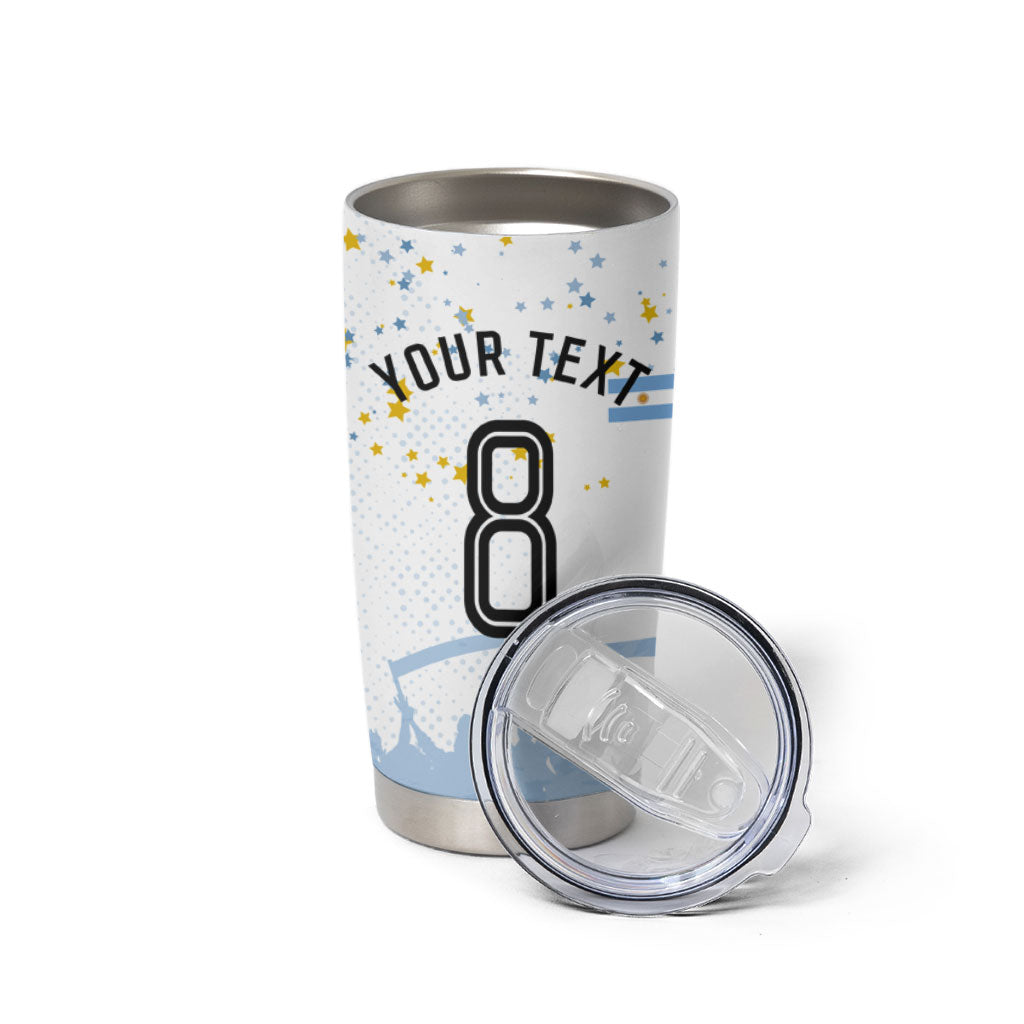 Personalized Argentina Football Tumbler Cup Soccer Trophy Celebration Flag Graphic