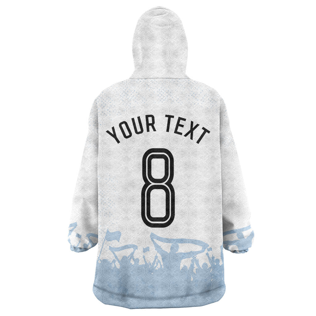 Personalized Argentina Football Wearable Blanket Hoodie Soccer Trophy Celebration Flag Graphic