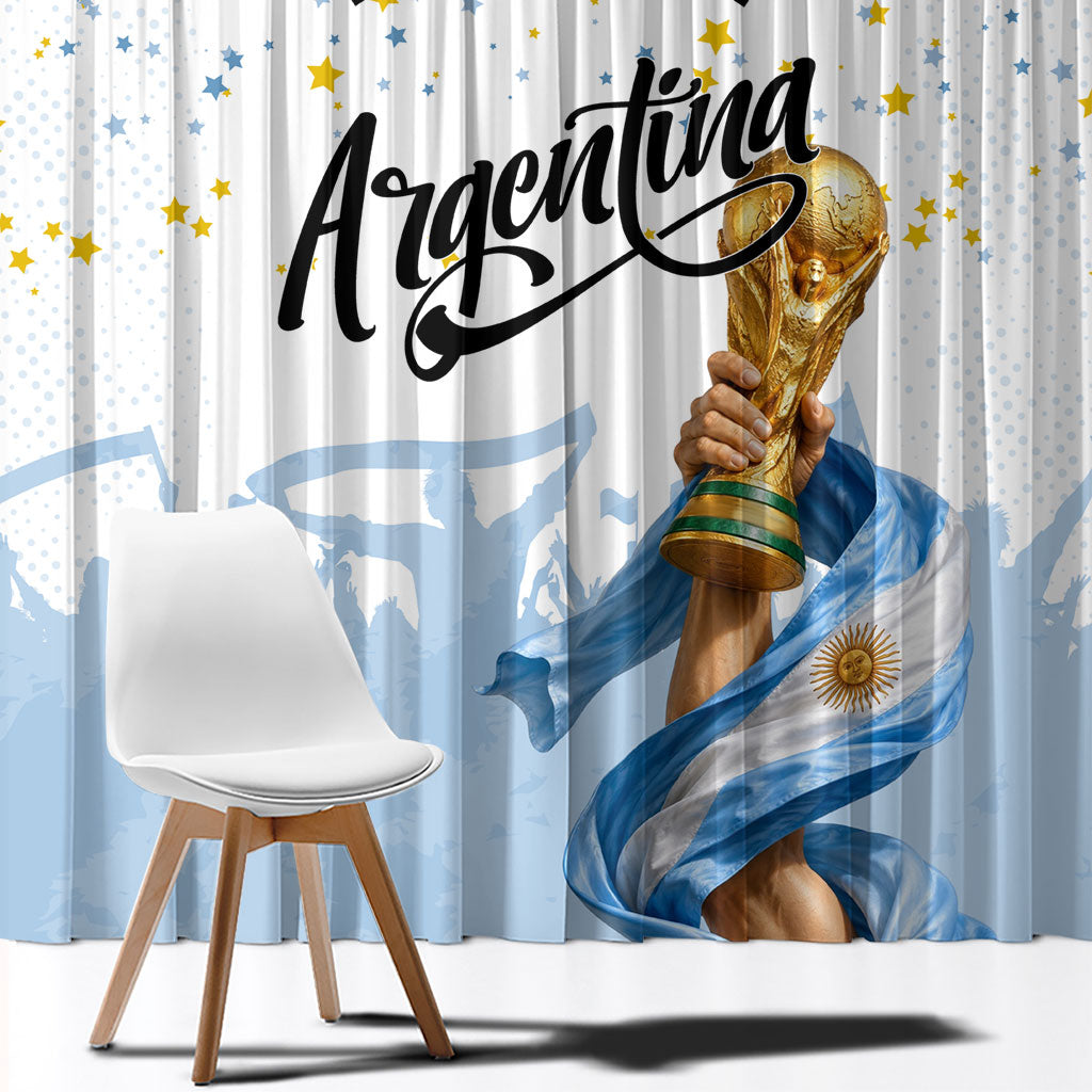 Personalized Argentina Football Window Curtain Soccer Trophy Celebration Flag Graphic