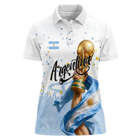 Personalized Argentina Football Women Polo Shirt Soccer Trophy Celebration Flag Graphic