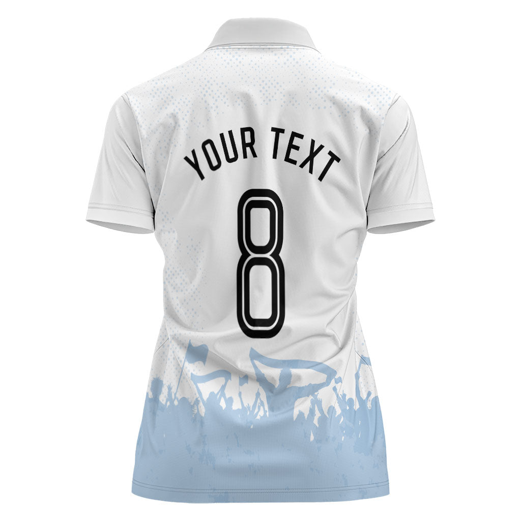 Personalized Argentina Football Women Polo Shirt Soccer Trophy Celebration Flag Graphic