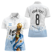 Personalized Argentina Football Women Polo Shirt Soccer Trophy Celebration Flag Graphic