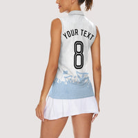 Personalized Argentina Football Women Sleeveless Polo Shirt Soccer Trophy Celebration Flag Graphic