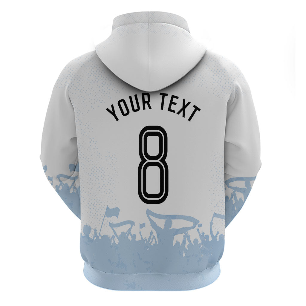 Personalized Argentina Football Zip Hoodie Soccer Trophy Celebration Flag Graphic