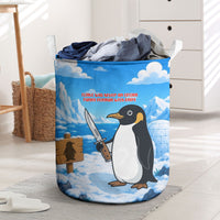 Flight Was Never An Option Funny Penguin With Knife Laundry Basket Animal Meme Humor Comic Graphic