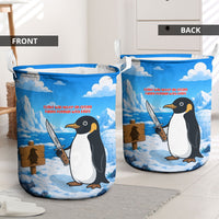 Flight Was Never An Option Funny Penguin With Knife Laundry Basket Animal Meme Humor Comic Graphic