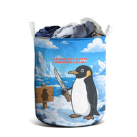 Flight Was Never An Option Funny Penguin With Knife Laundry Basket Animal Meme Humor Comic Graphic